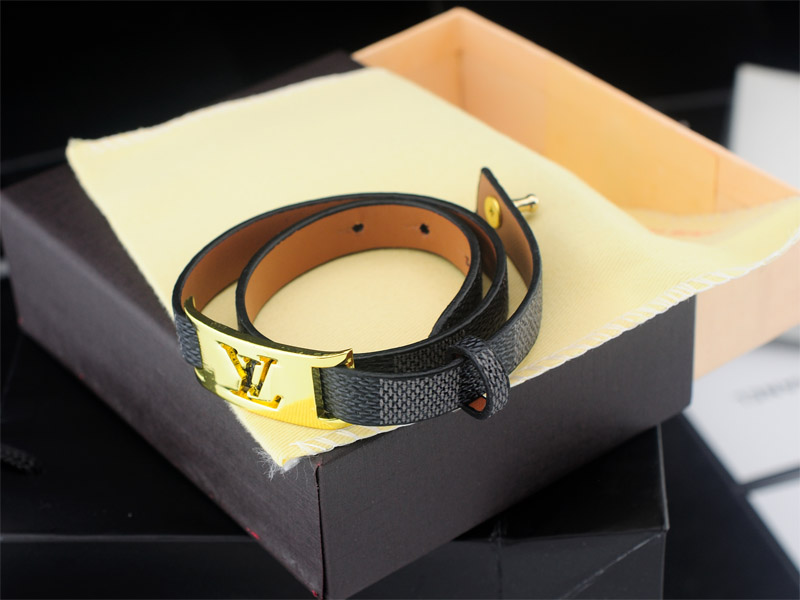Louis Vuitton Gold Tone Sign It Damier Ebene Leather Bracelet Louis Vuitton