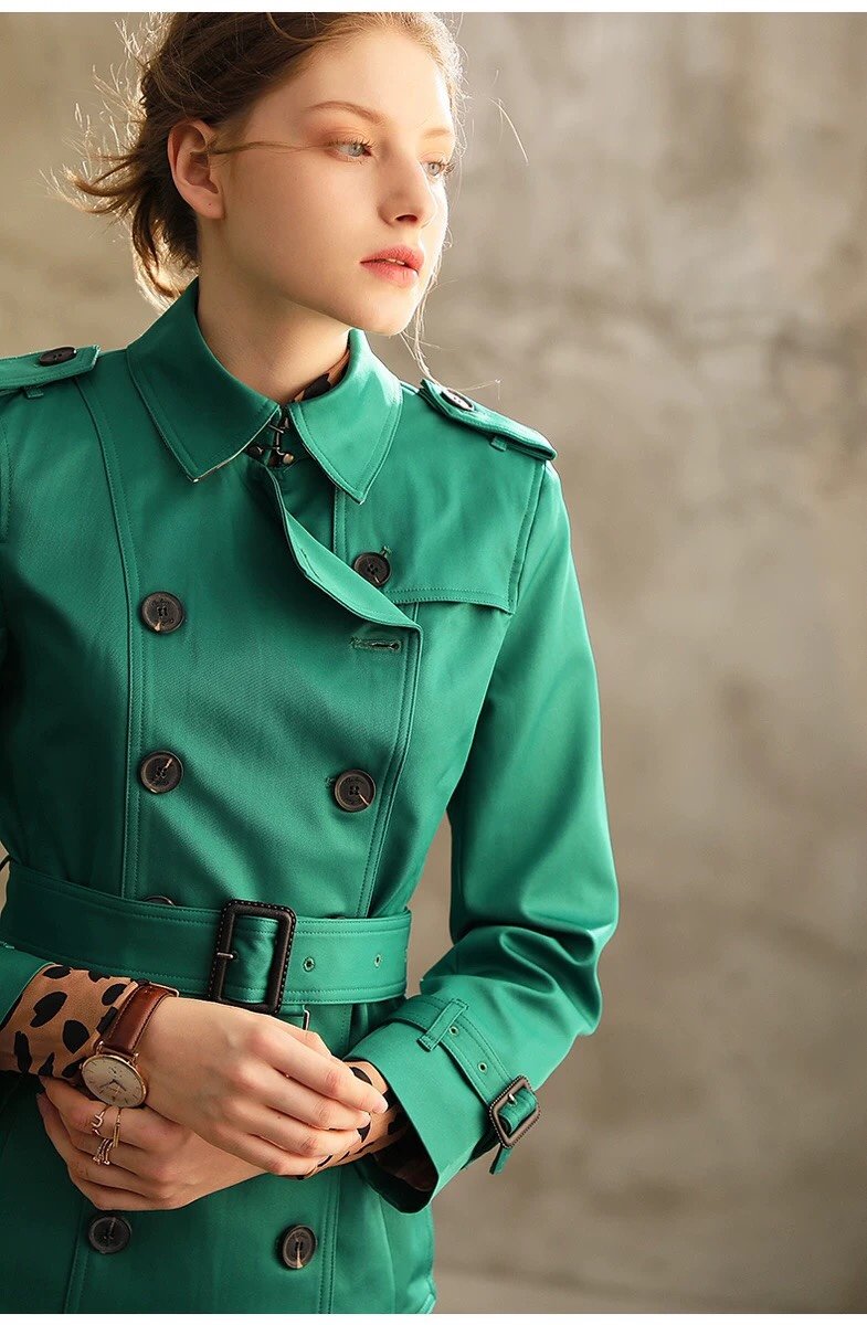 Cheap 2020 2020 Burberry Green Classic Double Breasted Coat For Women