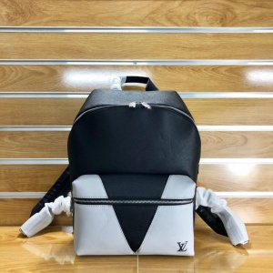 $85.00,Louis Vuitton Double Zips White And Black Backpack For Men # 232695