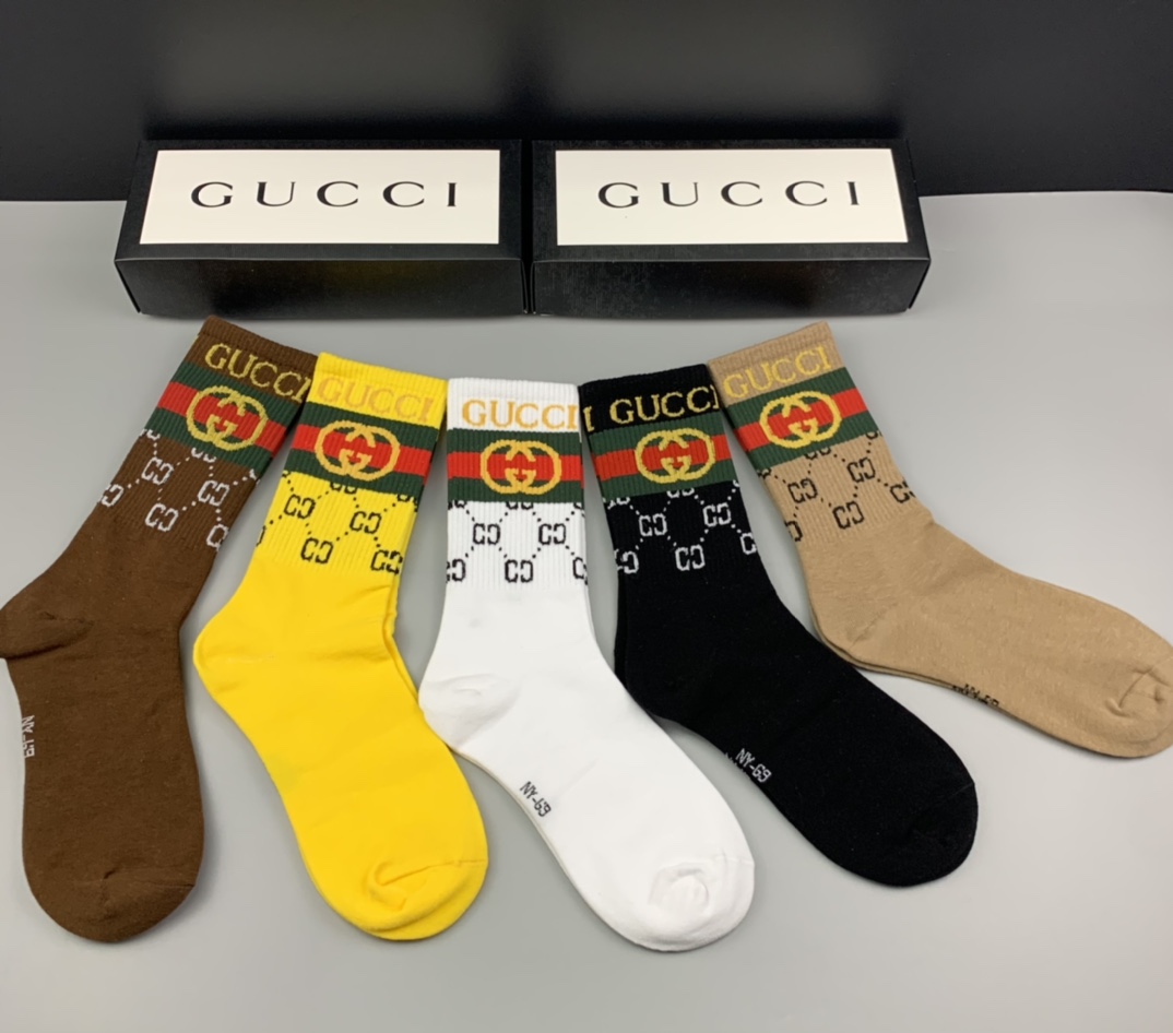 Gucci Logo Cotton Socks Set 5 Pairs # 233512 Gucci Logo Cotton Socks Set 5 Pairs # 233512, cheap Socks, only $35!