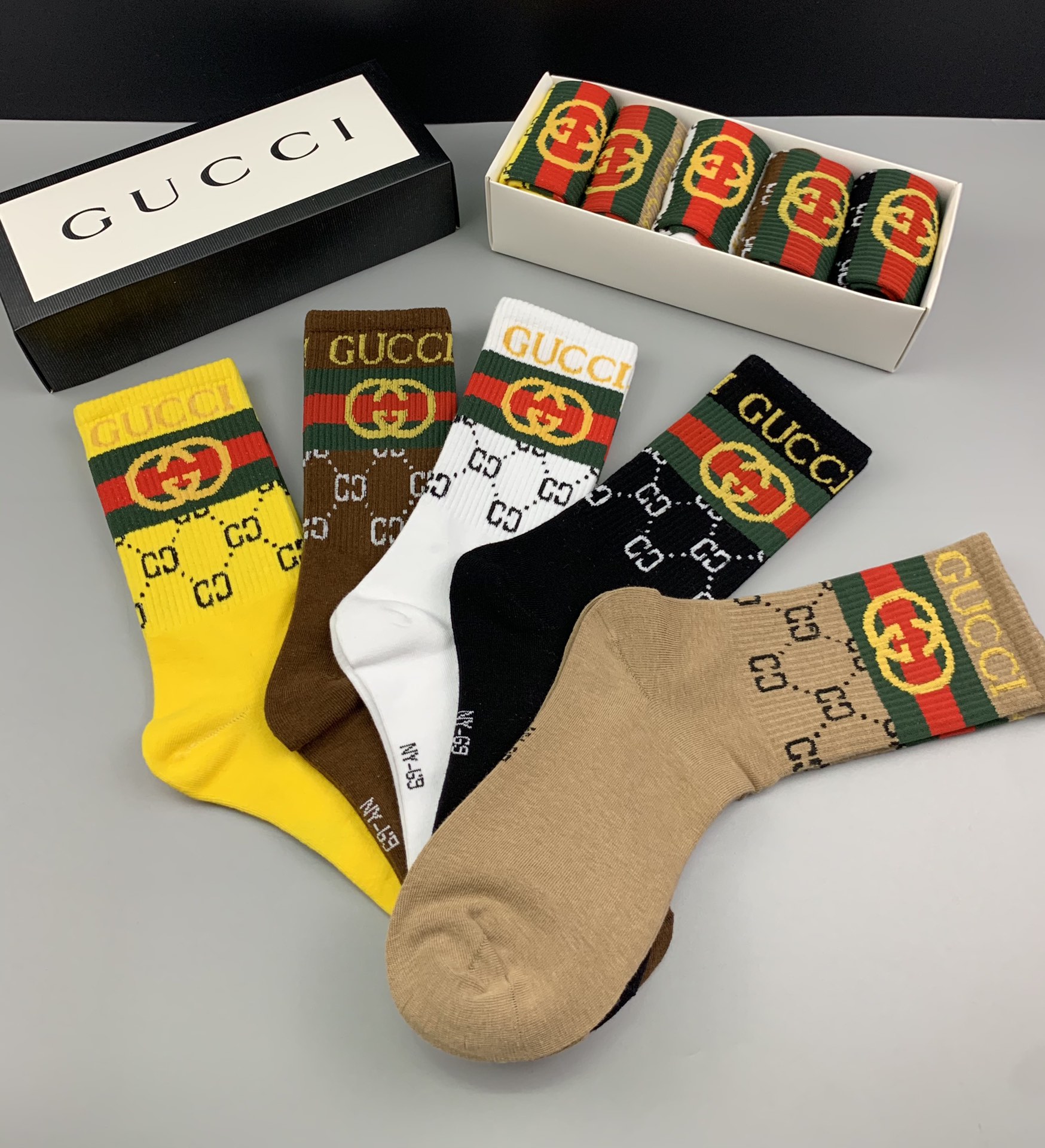 Gucci Logo Cotton Socks Set 5 Pairs # 233512 Gucci Logo Cotton Socks Set 5 Pairs # 233512, cheap Socks, only $35!