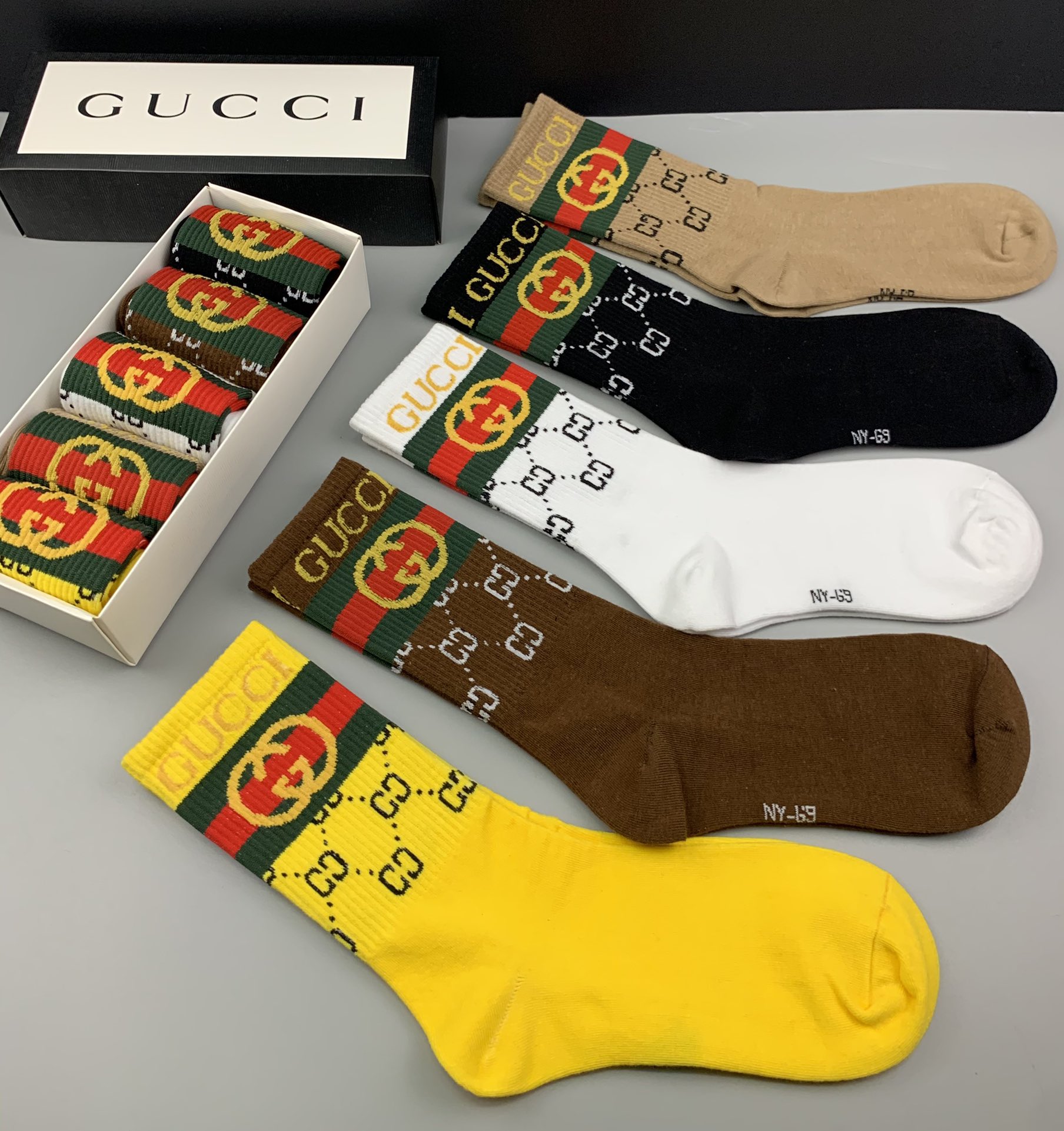 Gucci Logo Cotton Socks Set 5 Pairs # 233512 Gucci Logo Cotton Socks Set 5 Pairs # 233512, cheap Socks, only $35!
