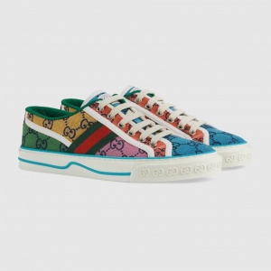 $85.00,2021 Gucci Tennis Logo Embroidered Sneakers Unisex # 244938