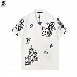 Louis Vuitton White And Black Monogram Motif Short Sleeve Shirt Unisex # 257444