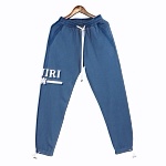 Amiri Blue Drawstring Logo Print Sweatpants # 257524, cheap Amiri Sweatpants