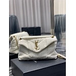YSL Saint Laurent Loulou Puffer Small Off White Tweed Shoulder Bag # 268796