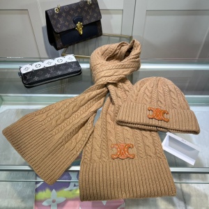 $45.00,Celine Wool Hat And Scarf Set Unisex # 273582
