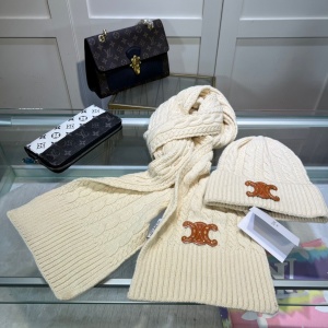 $45.00,Celine Wool Hat And Scarf Set Unisex # 273583