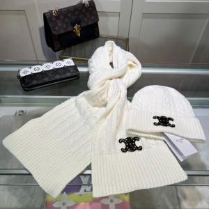 $45.00,Celine Wool Hat And Scarf Set Unisex # 273585