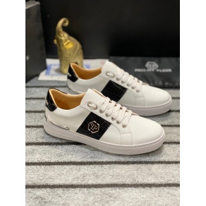 $85.00,Philipp Plein Cowhide Leather Low Top Sneakers For Men # 274531