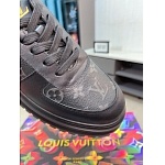 Louis Vuitton Cowhide Leather Lace Up Sneakers For Men # 274596, cheap For Men