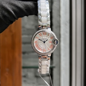 $125.00,Ballon Bleu Ladies 33mm Automatic Silver Guilloche Diamond Watch For Women  # 275753